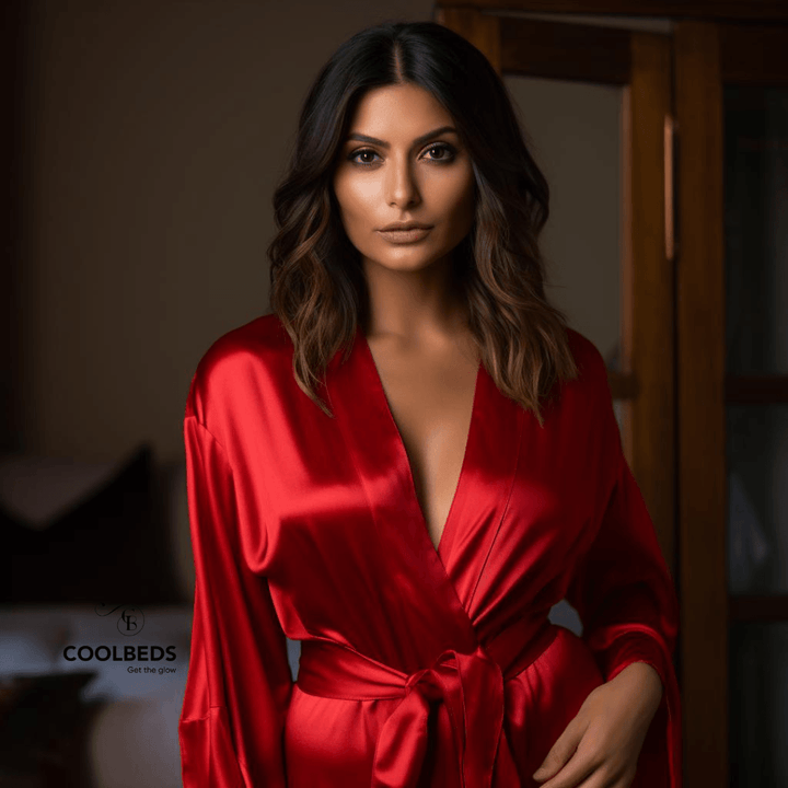 Women Satin Babydoll Belted Kimono Robe
