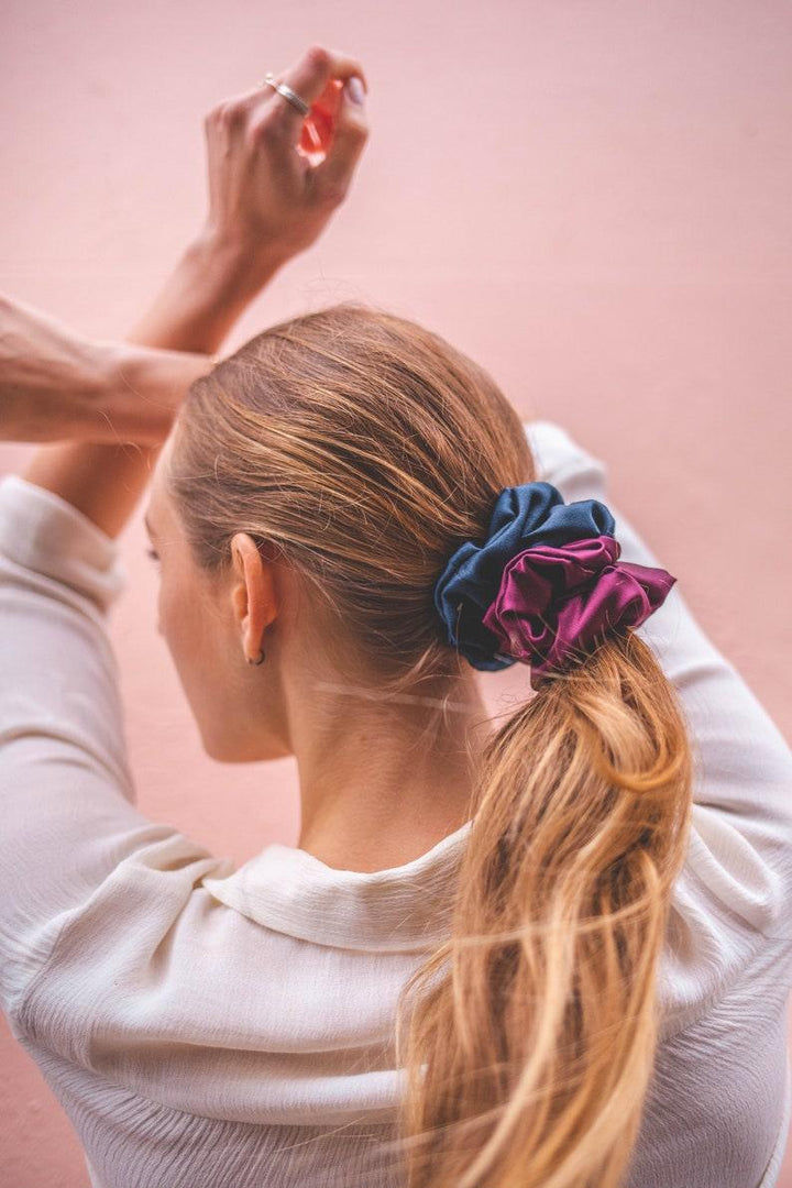 Mulberry Silk Scrunchies 3 pack. ( Colors - Teal, Rose taupe, Silver grey)
