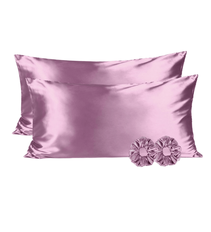 2 Satin Pillow Covers + 1 Satin Eye mask + 3 Satin Scrunchies (Satin Bundle)