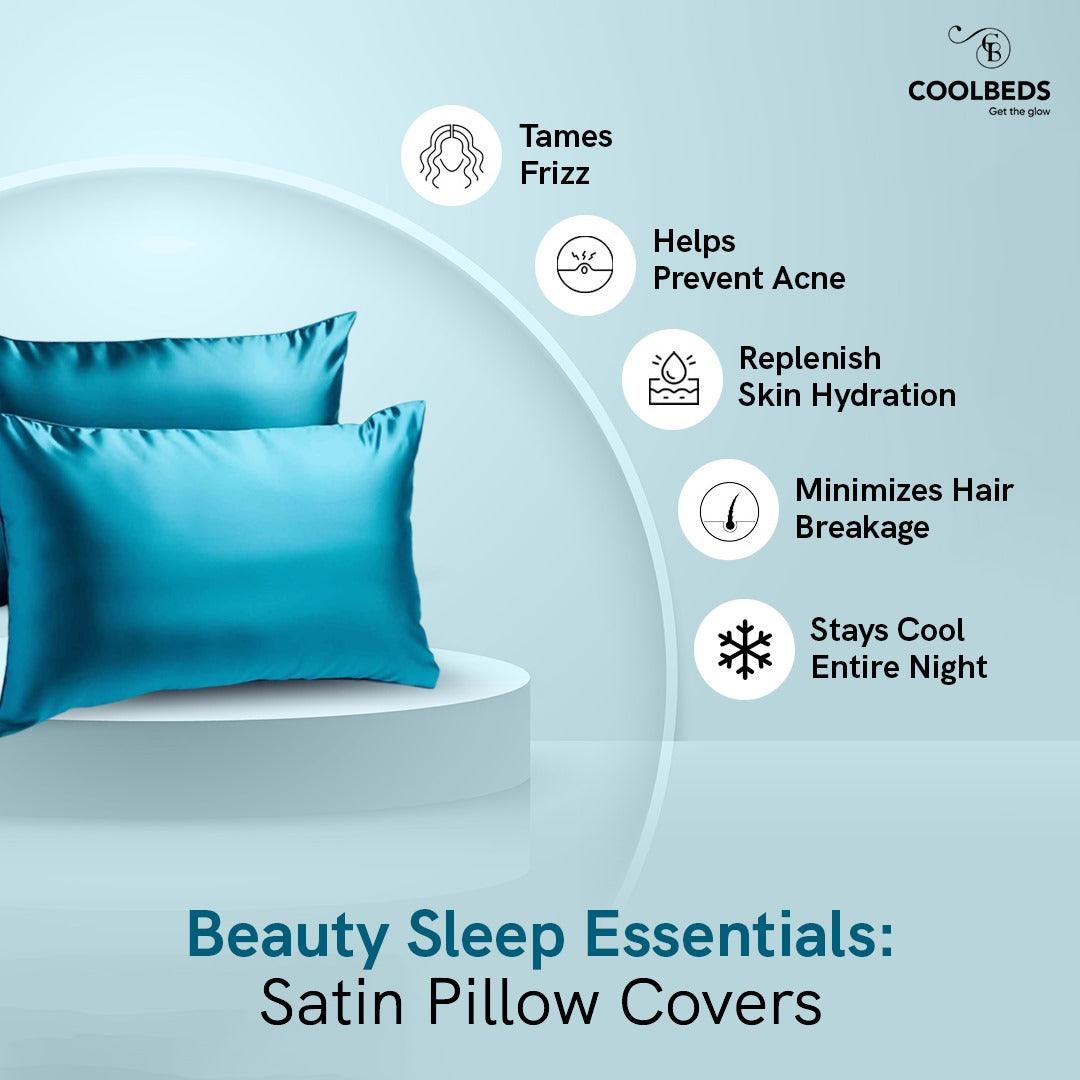 Satin Pillow Covers 2  with 3 Satin Scrunchies