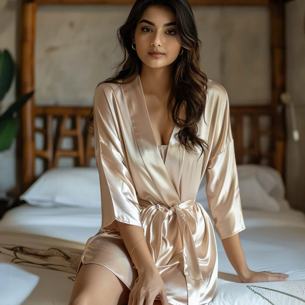 Satin Robe and Pillowcover Bundle