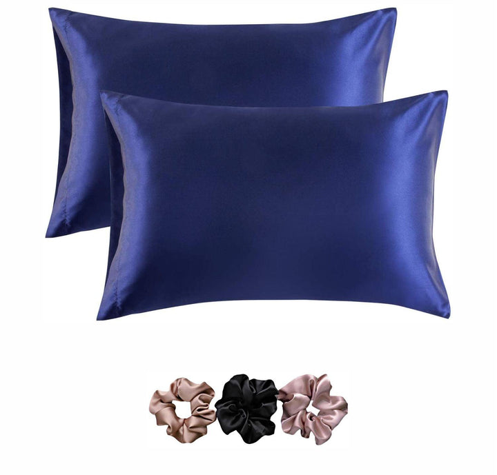Satin Pillow Covers 2  with 3 Satin Scrunchies