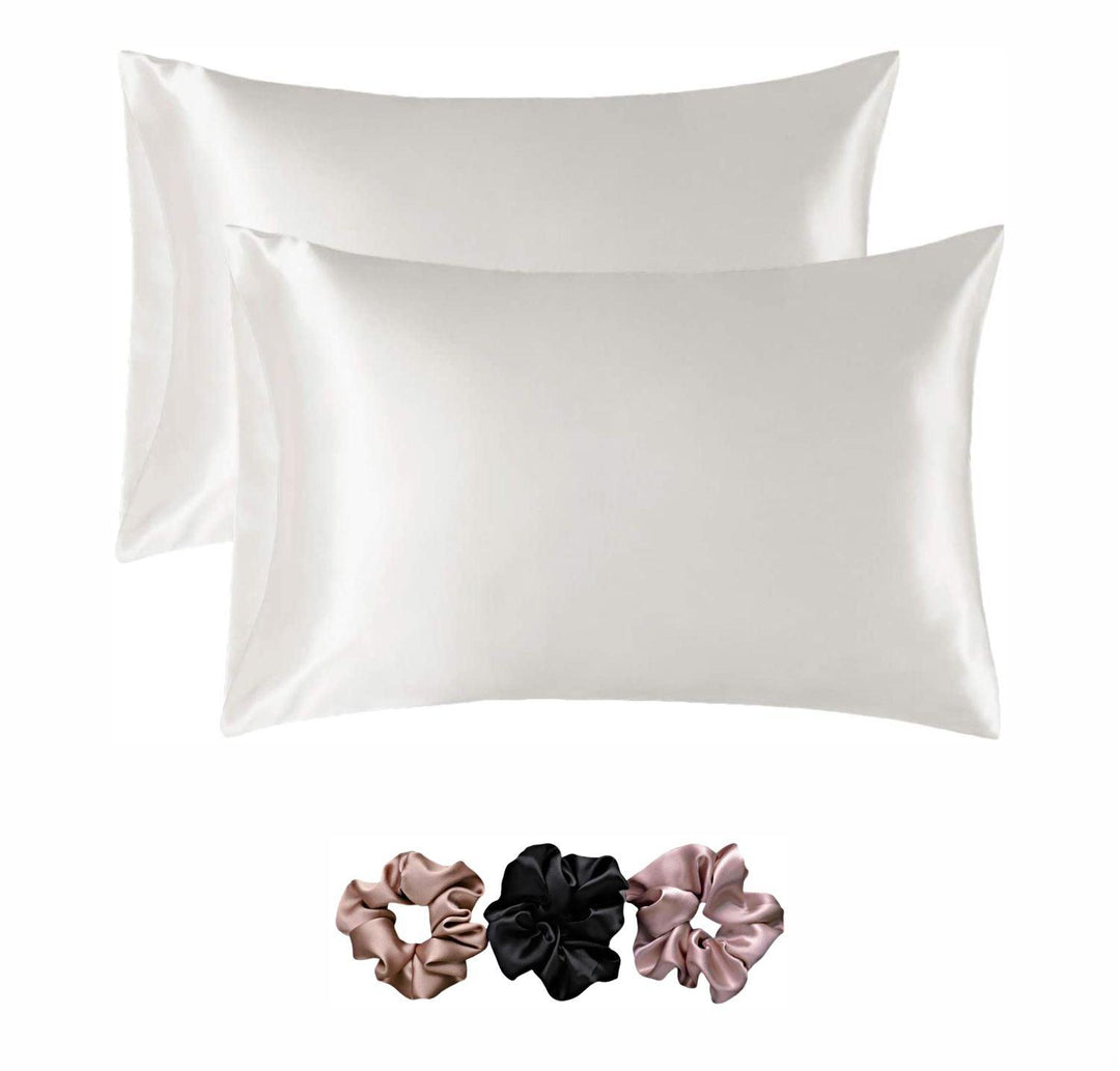 Satin Pillow Covers 2  with 3 Satin Scrunchies