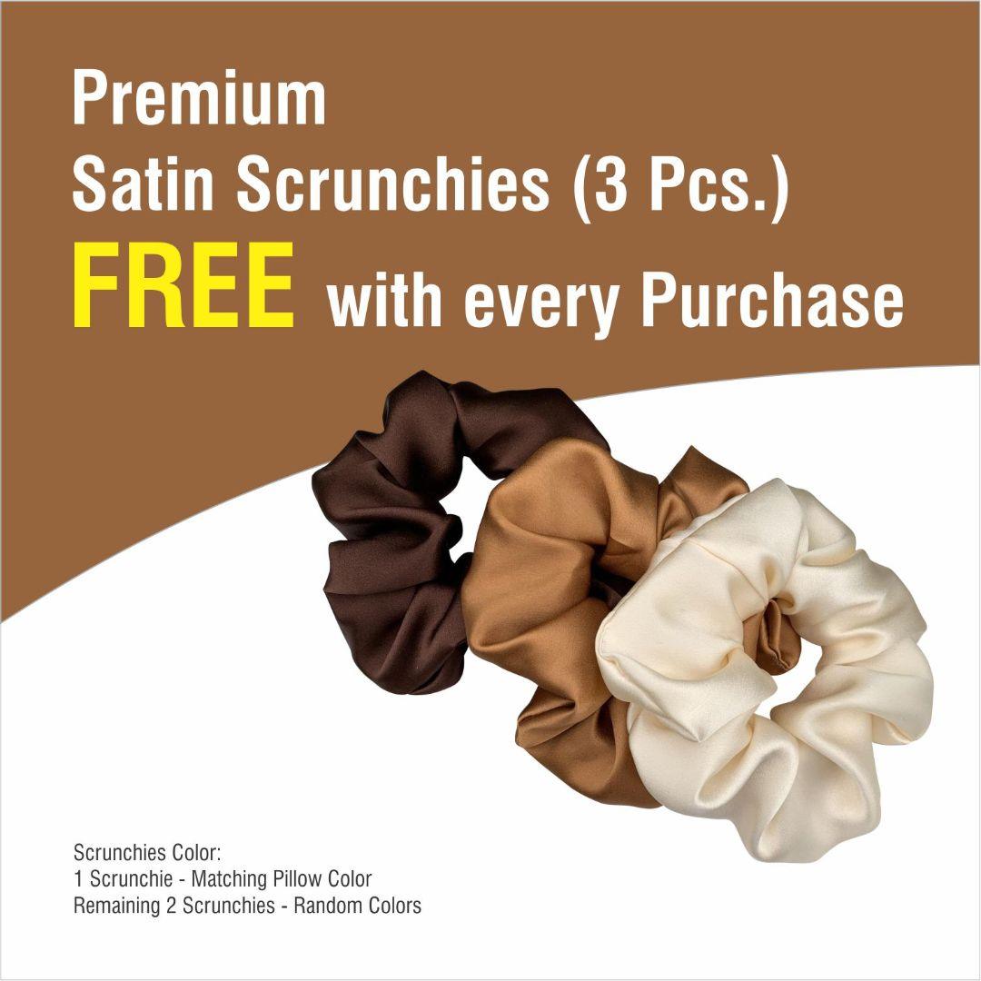 Satin Pillow Covers 2  with 3 Satin Scrunchies