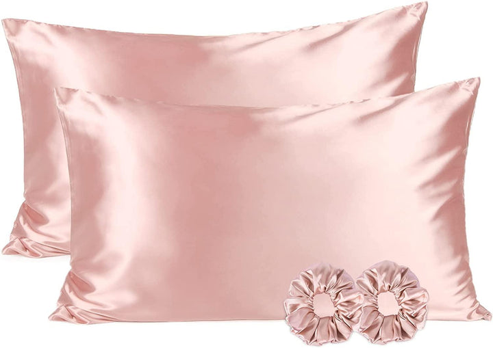 Satin Pillow Covers 2  with 3 Satin Scrunchies