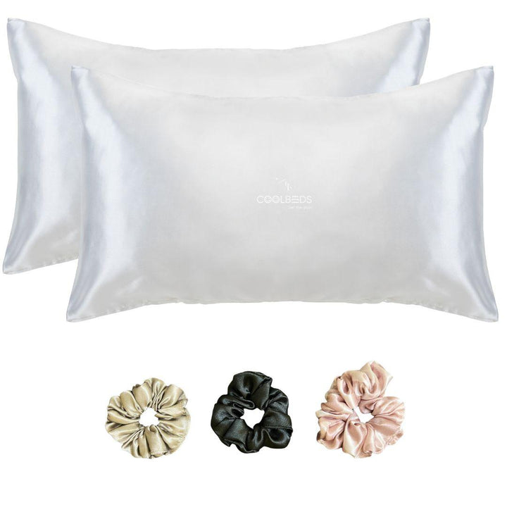Satin Pillow Covers 2  with 3 Satin Scrunchies