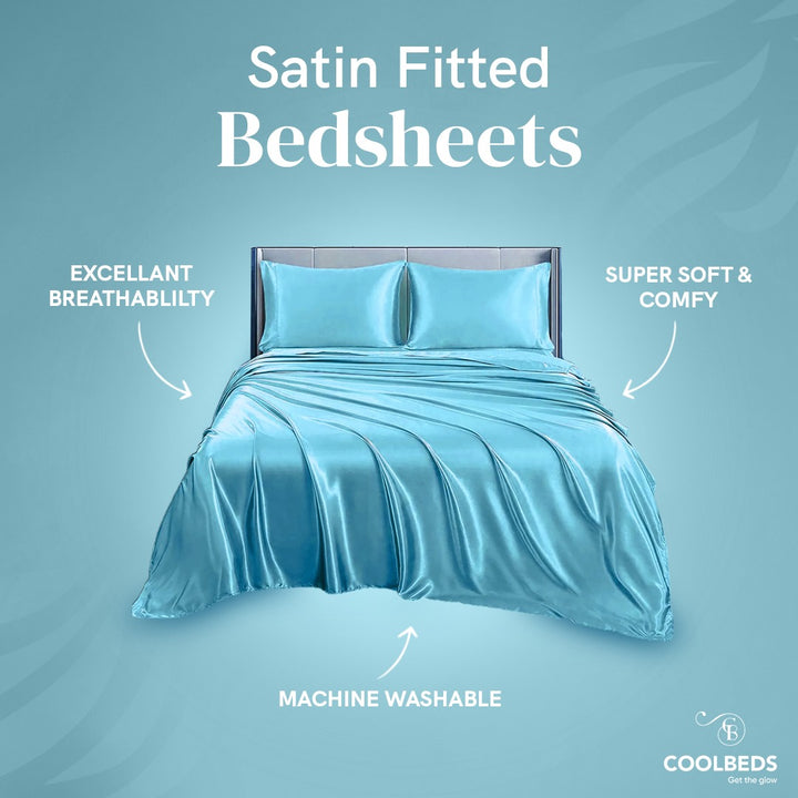 Satin Elastic Fitted Sheet & 2 Pillow Covers