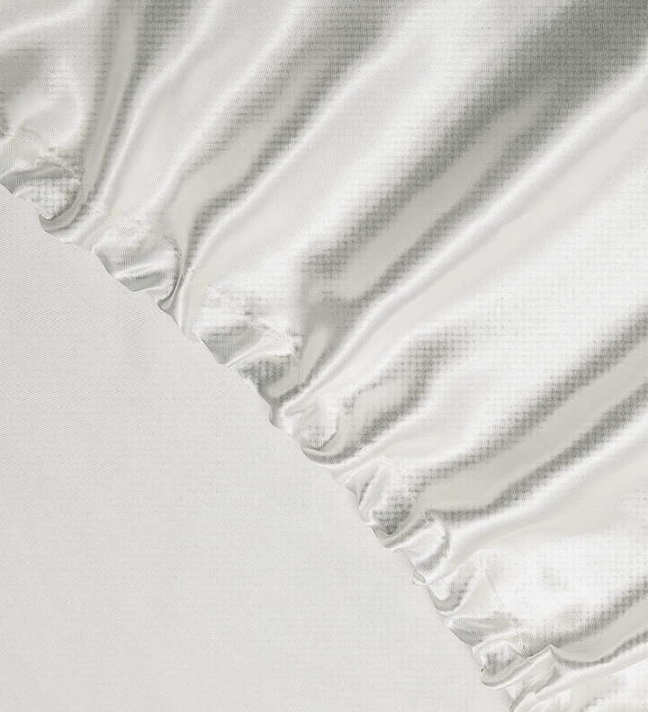 Ivory Satin Elastic Fitted Sheet with 2 Pillow Covers