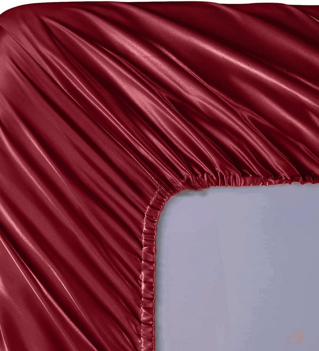 Red Satin Elastic Fitted Sheet with 2 Pillow Covers