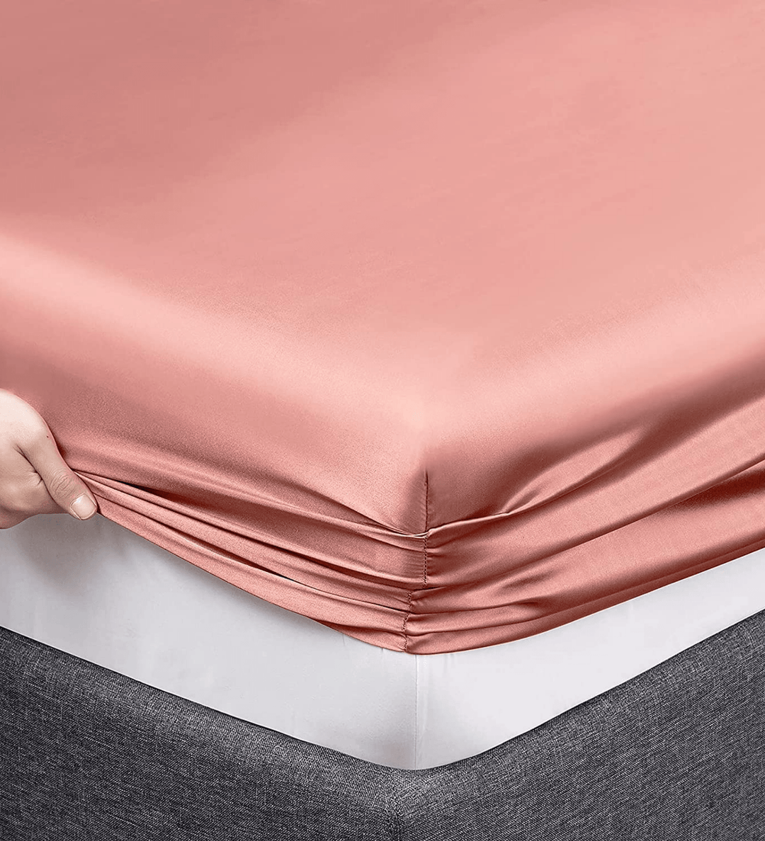 Blush Satin Elastic Fitted Sheet with 2 Pillow Covers