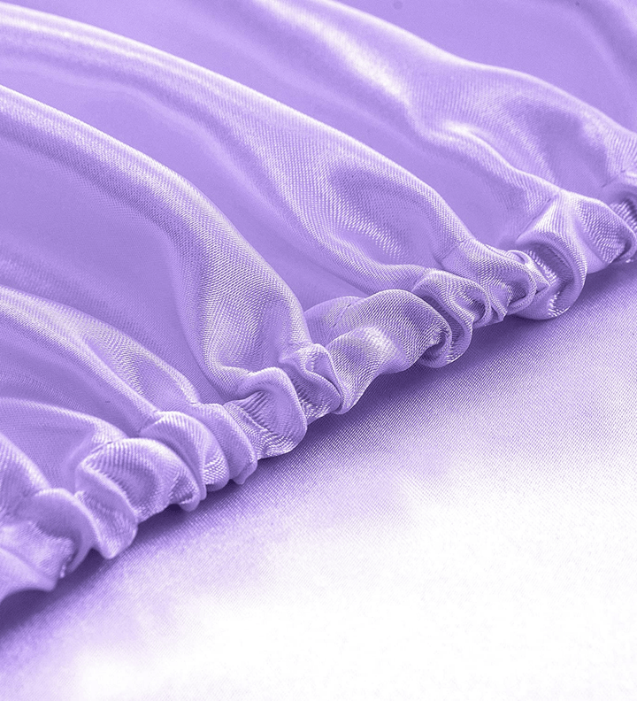 Lavendar Satin Elastic Fitted Sheet with 2 Pillow Covers
