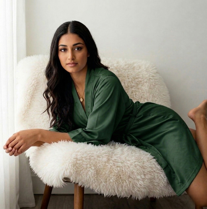 Silky Babydoll Belted Kimono Robe