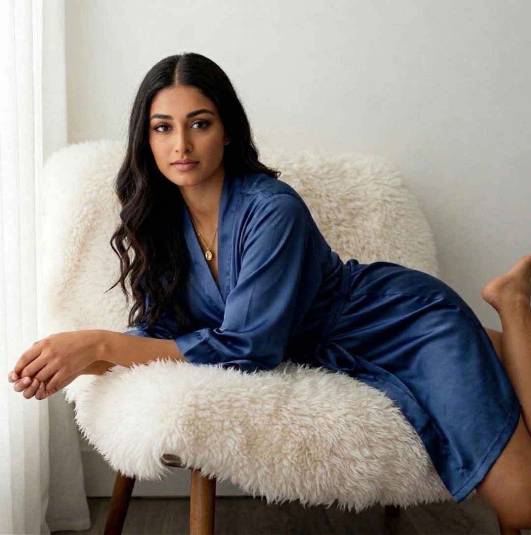 Silky Babydoll Belted Kimono Robe