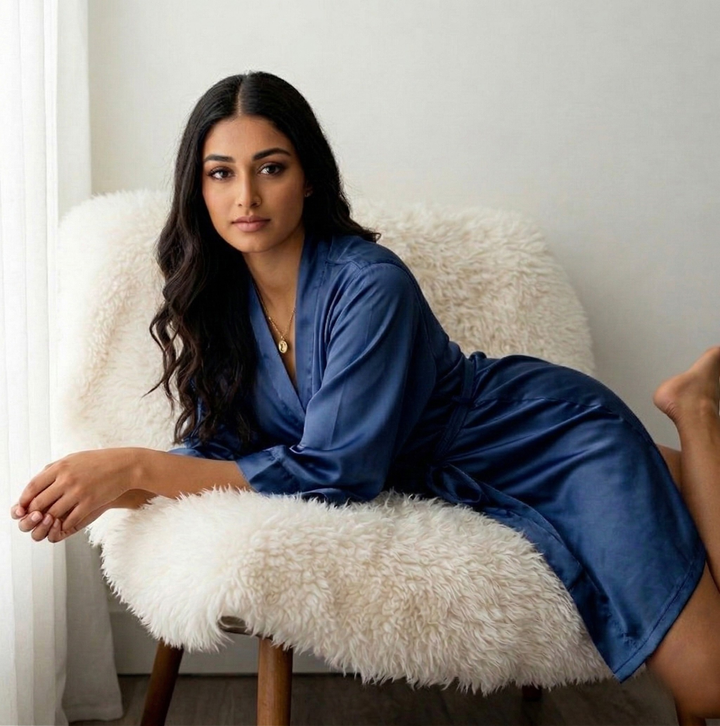 Silky Babydoll Belted Kimono Robe