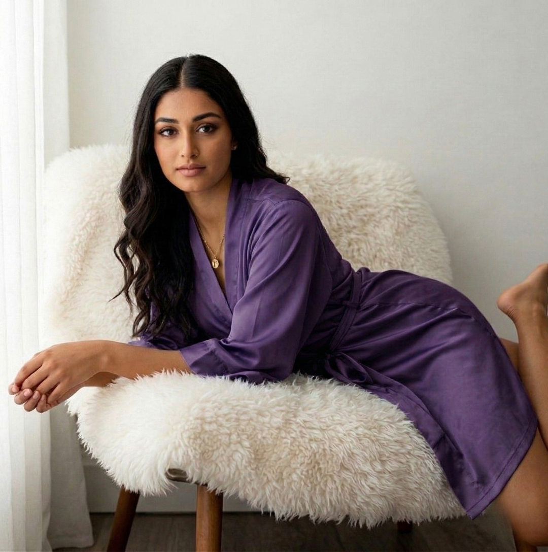 Silky Babydoll Belted Kimono Robe