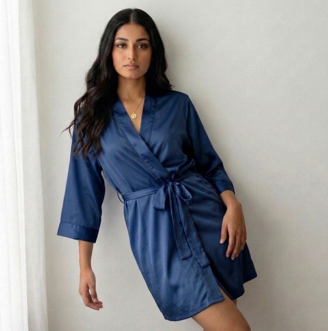 Silky Babydoll Belted Kimono Robe