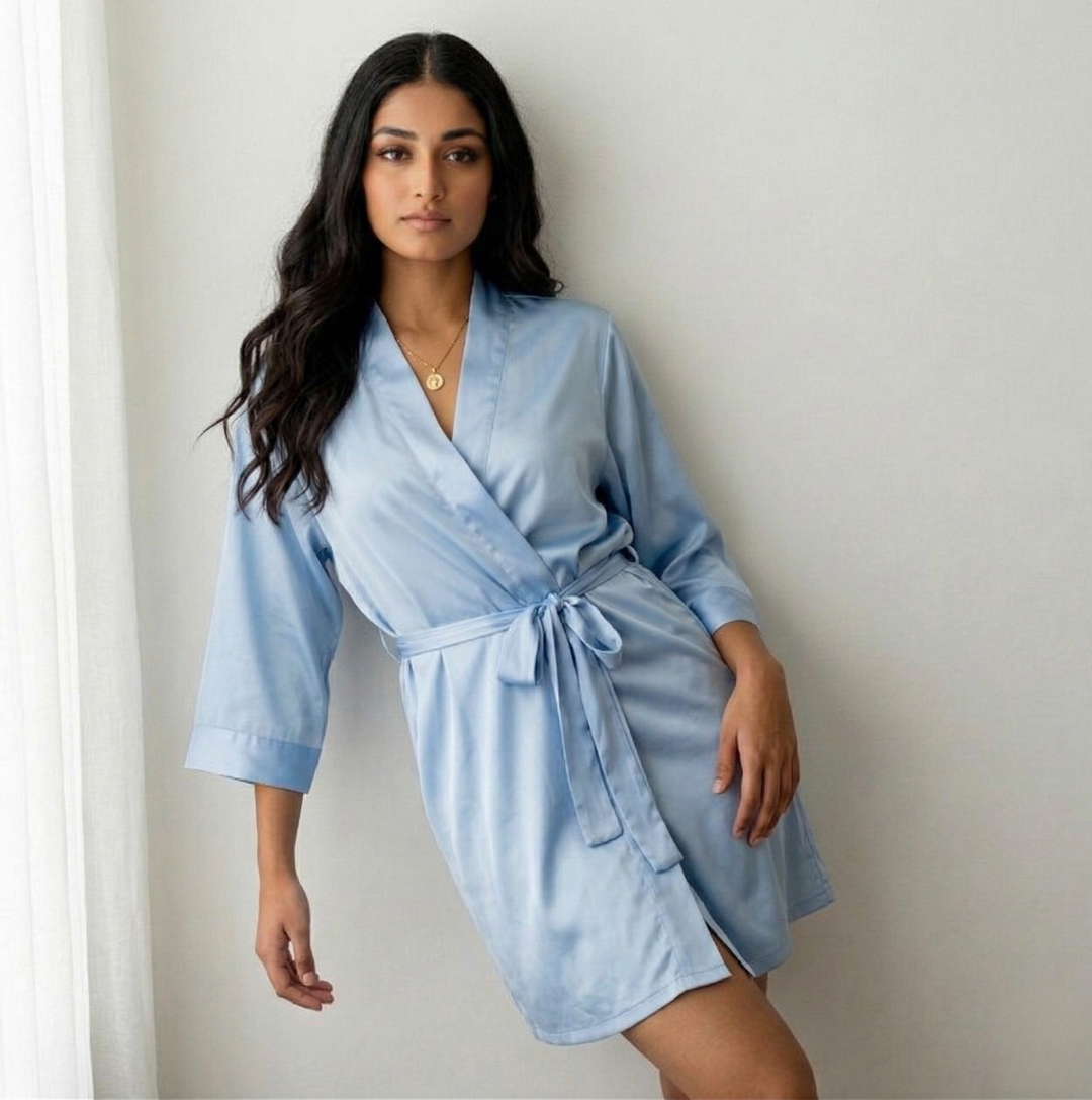 Silky Babydoll Belted Kimono Robe