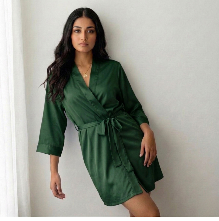 Silky Babydoll Belted Kimono Robe