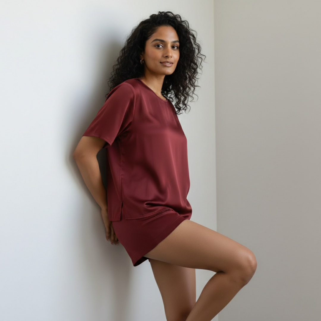 Silky Tshirt and Shorts Set