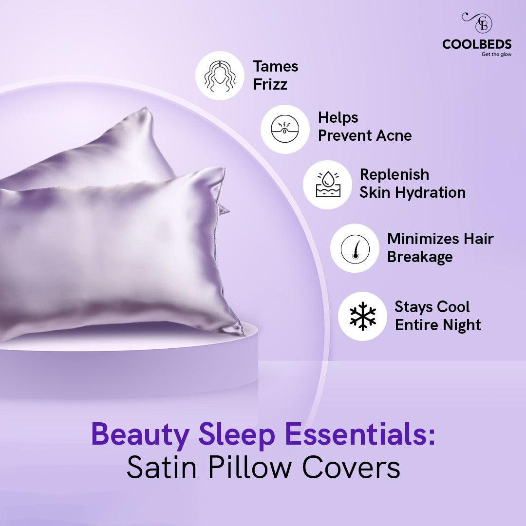 2 Satin Pillow Covers with 3 Satin Scrunchies Coolbeds