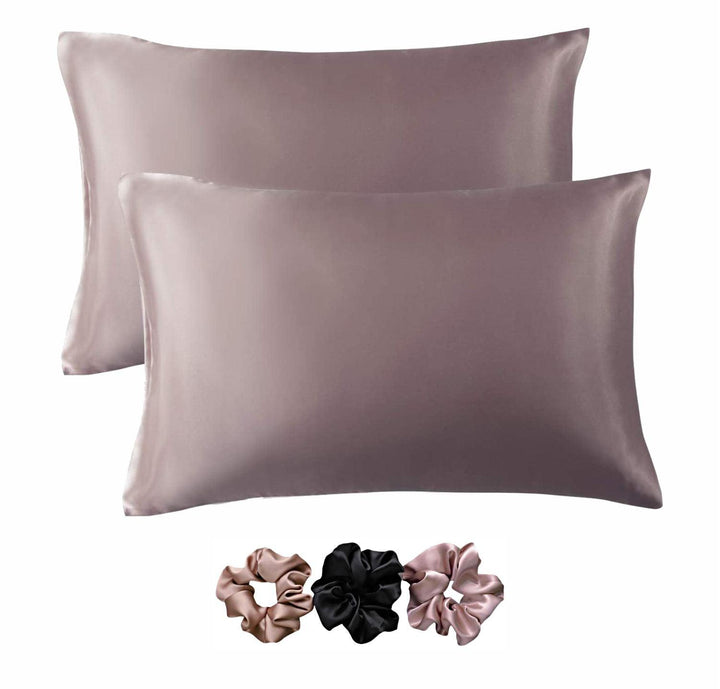 Satin Pillow Covers 2  with 3 Satin Scrunchies