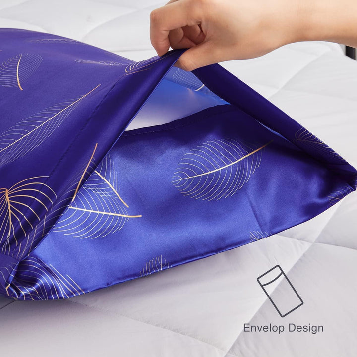 Printed 2 Satin Pillow Covers  with 3 Satin Scrunchies Combo