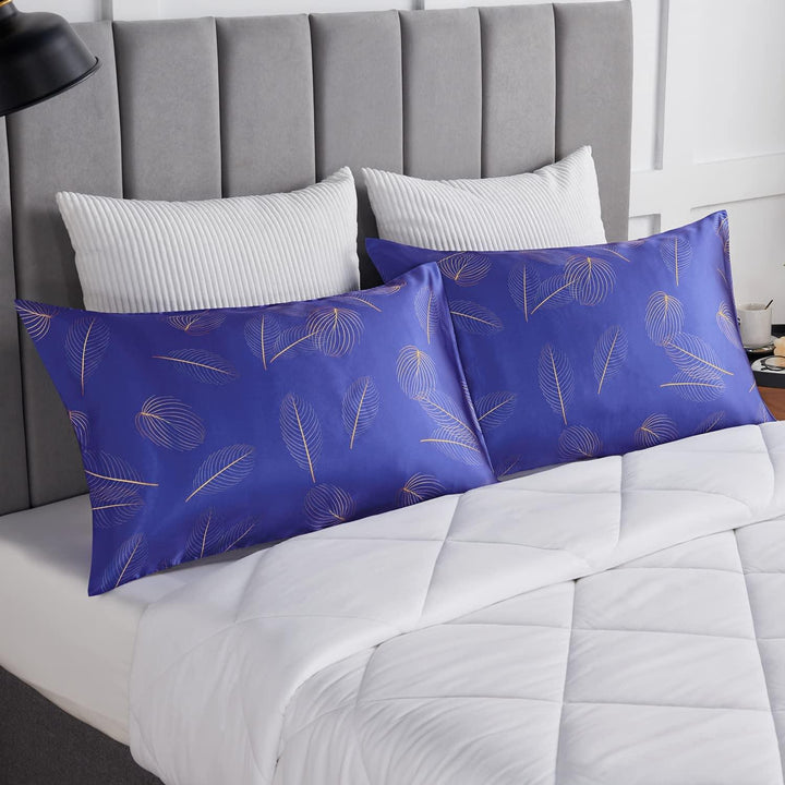 Printed 2 Satin Pillow Covers  with 3 Satin Scrunchies Combo